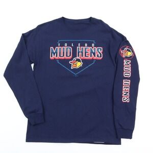 Toledo Mud Hens Minor League Baseball T-Shirt Mens Medium Blue Long Sleeve Print